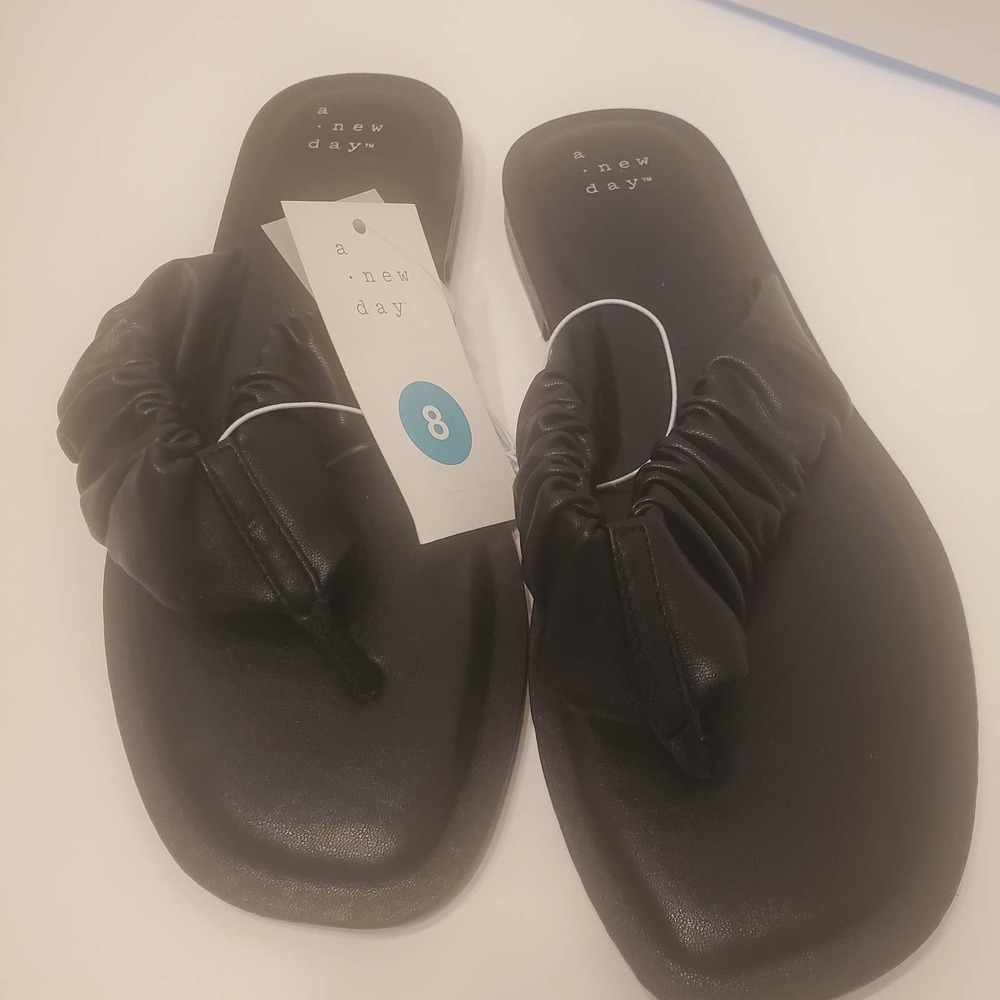 Women's Blossom Ruched Slide In Black - A New Day, Size 8